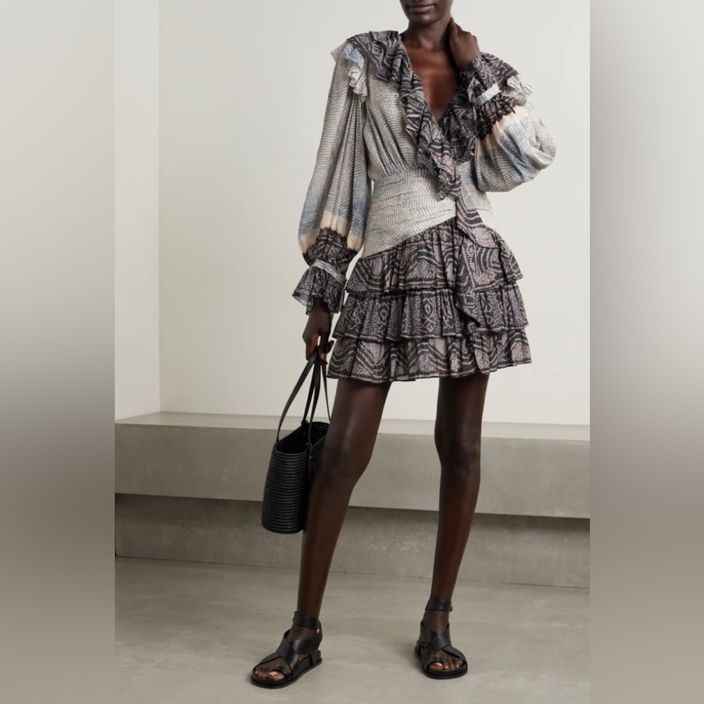 Ulla Johnson Black and Cream Mini Dress